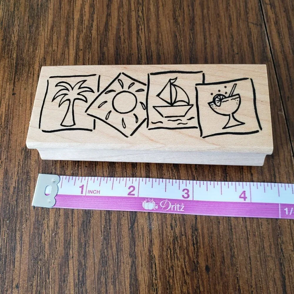 Great Impressions Tropical Summer Themed 4 X 2 Inch Rubber Stamp